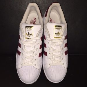 Adidas superstar maroon and white